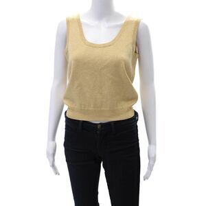 St. John Basics Women's Scoop Neck Sleeveless Sparkle Tank Top Gold Size 6